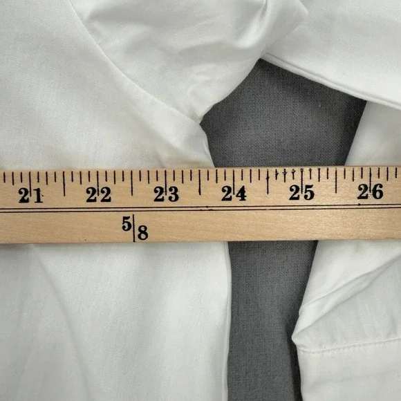 ENZA COSTA Poplin mariner Shirt Medium White V Neck Long Sleeve Quite Luxury NEW - Picture 10 of 16